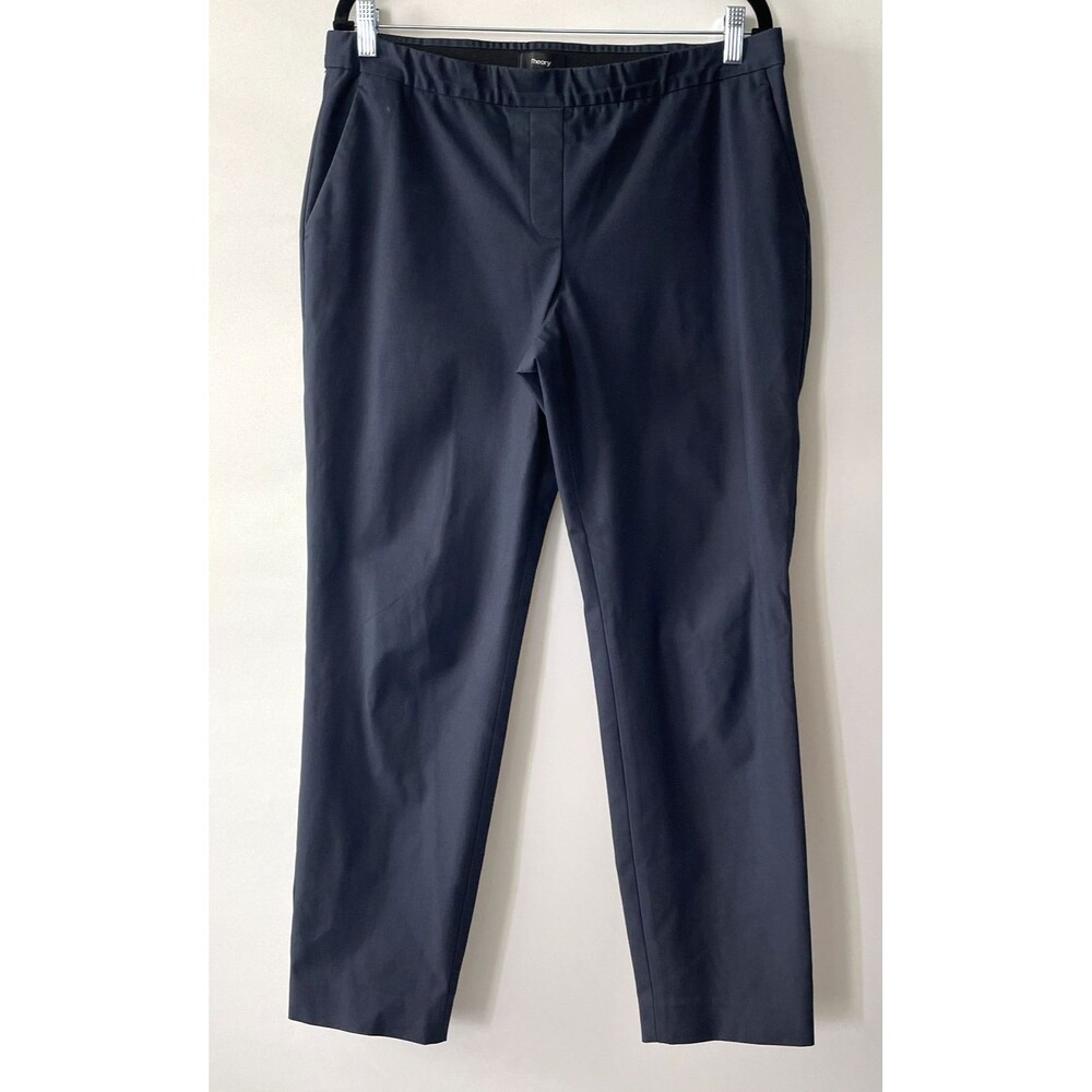 Theory Women's Straight Leg Pull On Pants Blue Size 12 -mpv